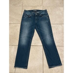 Silver Jeans Suki Mid Capri Dark Wash Blue Denim‎ Jeans Womens Size 28x25 READ
